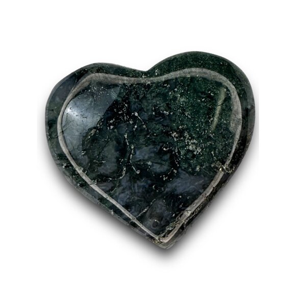 Moss Agate Heart-Shaped Healing Palmstone Natural Green Gemstone Spiritual Gift - Picture 2 of 11